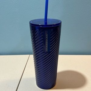 Starbucks 2023 Blue Diagonal Sheen Ombre Textures Glass Tumbler - 24 oz